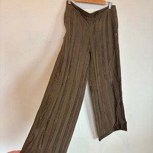 JIJIL Olive Green/Brown Vertical Stripe Pants